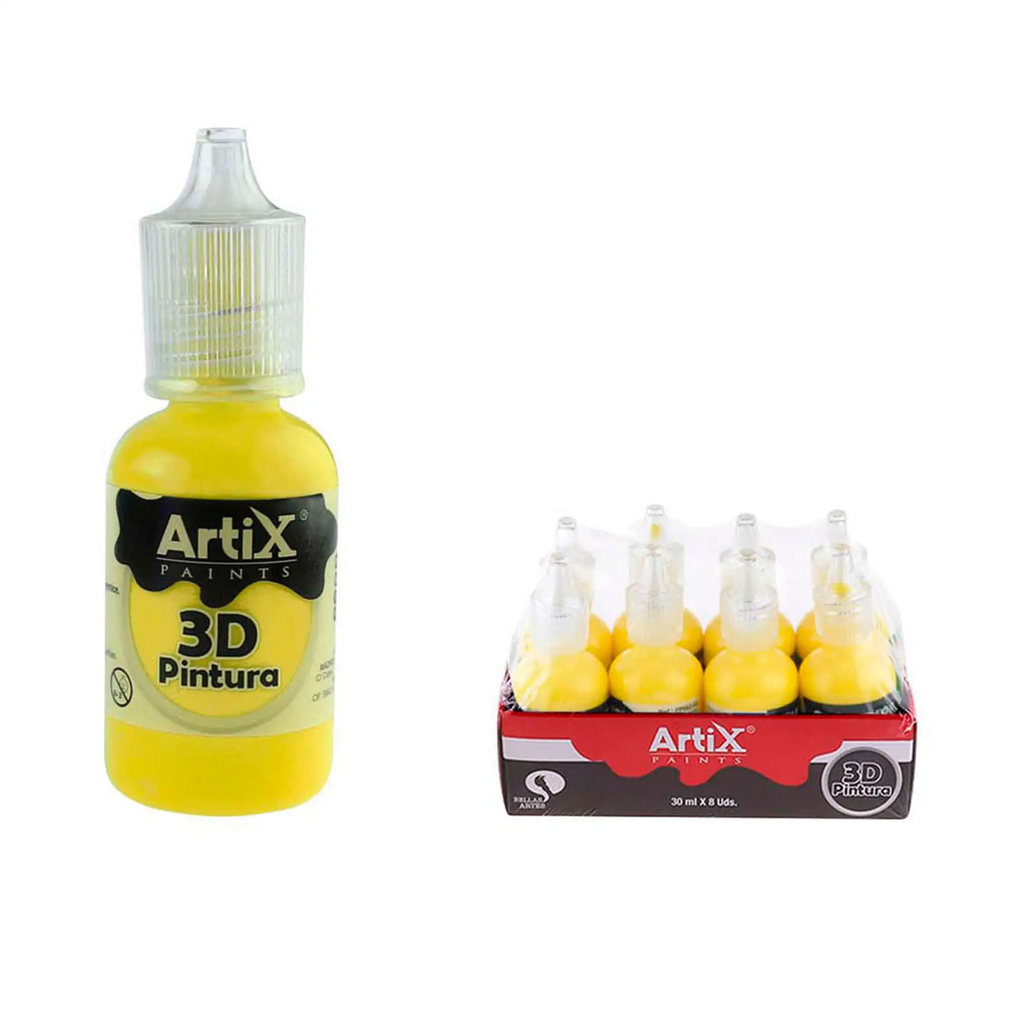 PACK 8 UDS PINTURA 3D MANUALIDADES AMARILLO 30 ml