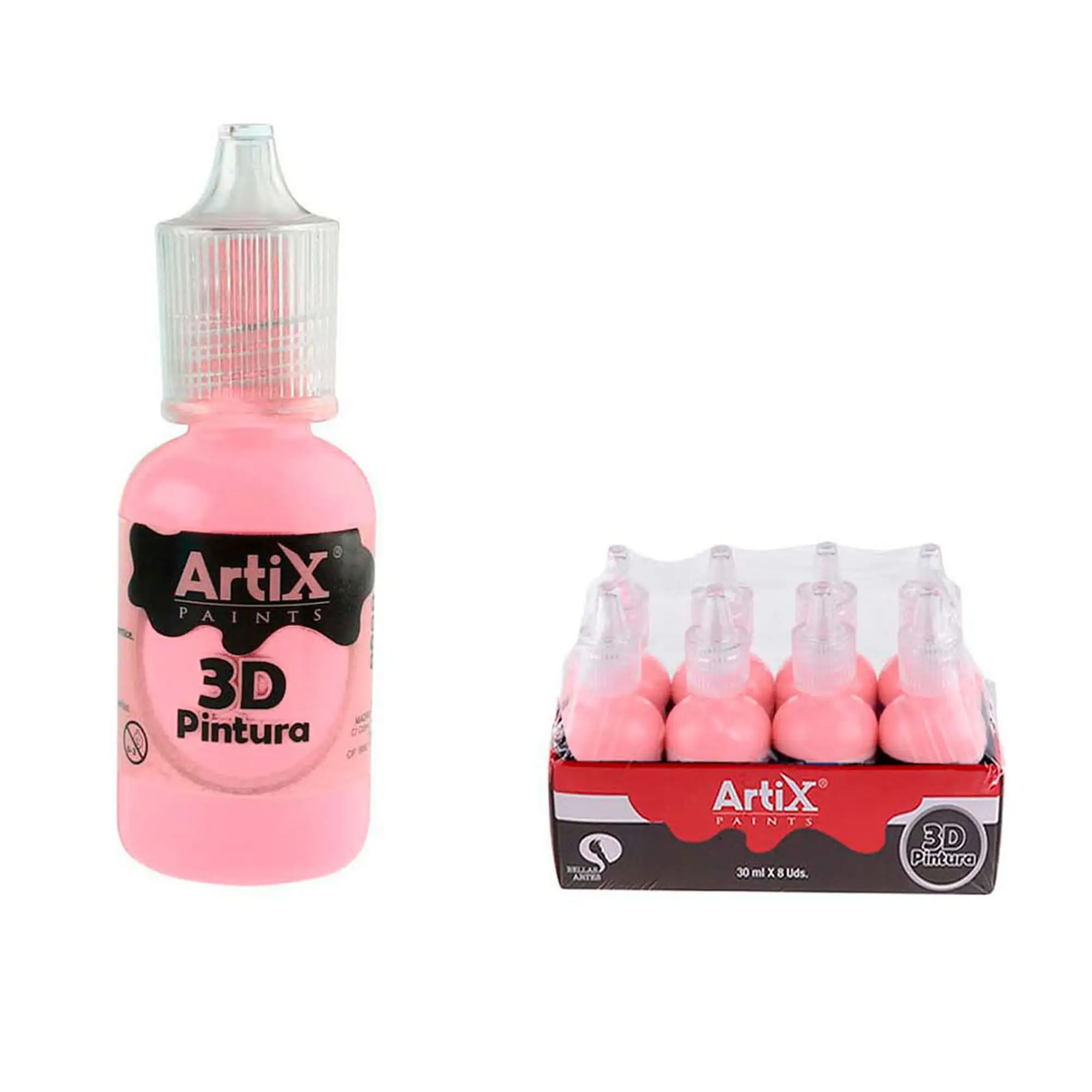 PACK 8 UDS PINTURA 3D MANUALIDADES ROSA  30 ml