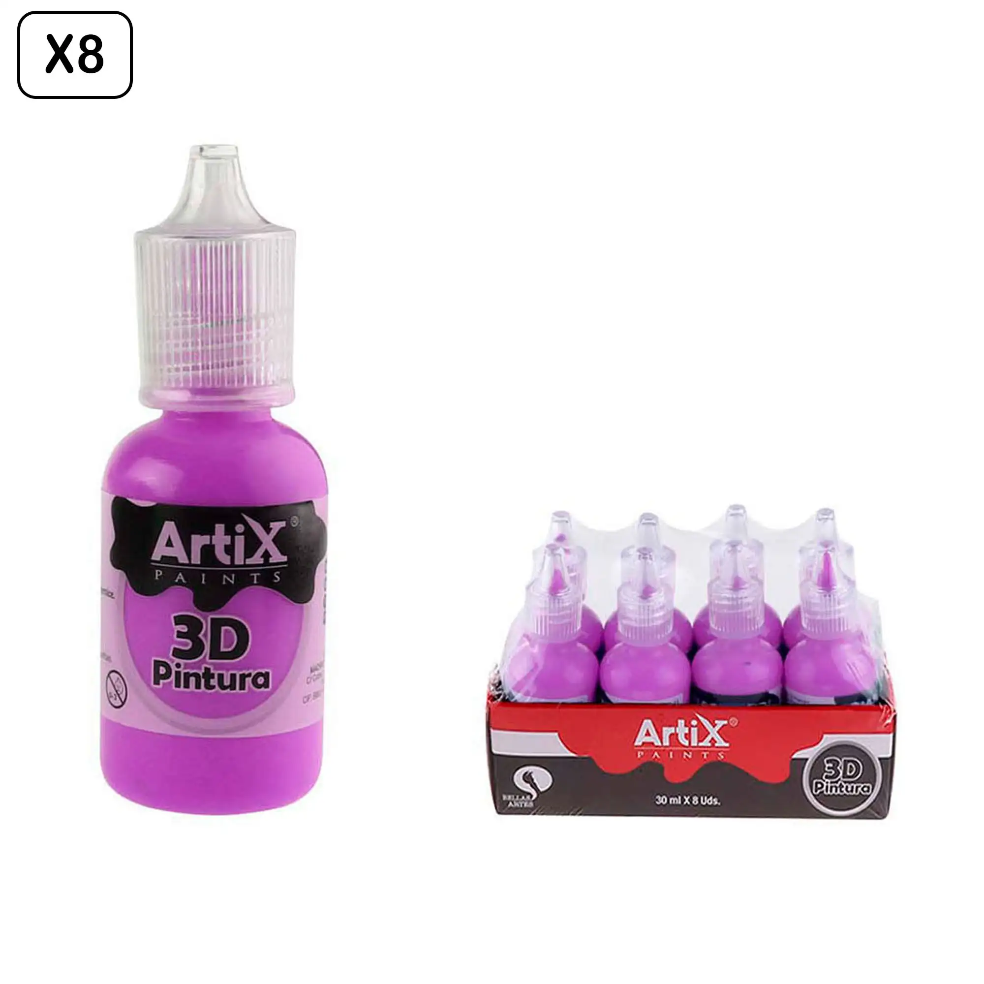 PACK 8 UDS PINTURA 3D MANUALIDADES MORADO  30 ml