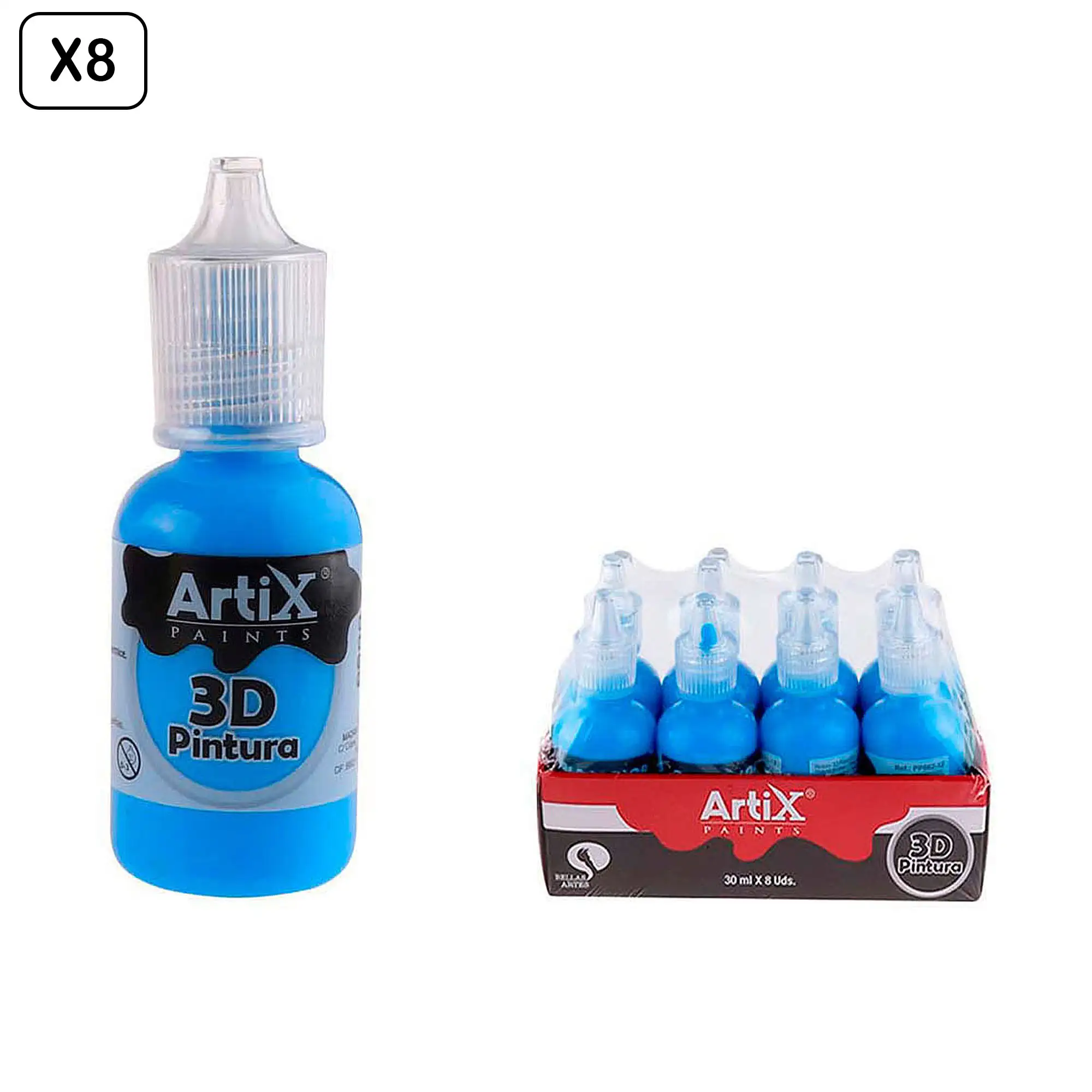 PACK 8 UDS PINTURA 3D MANUALIDADES AZUL  30 ml