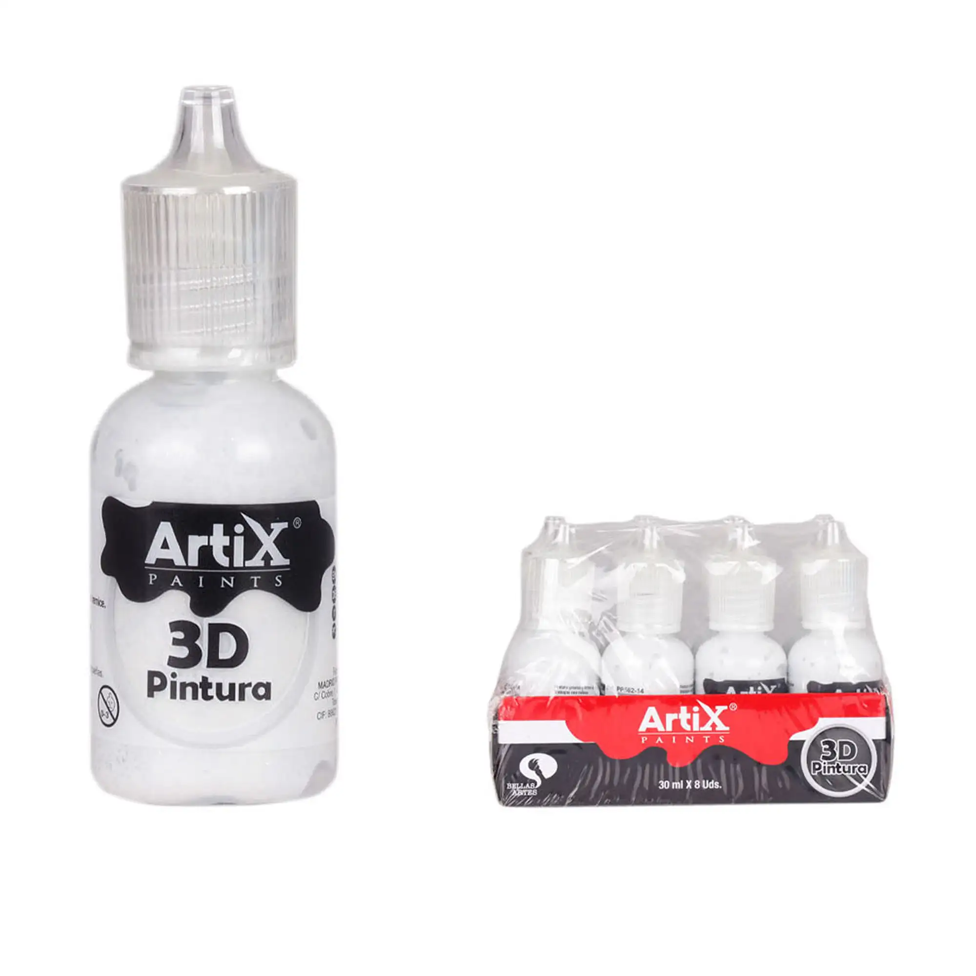 PACK 8 UDS PINTURA 3D MANUALIDADES GRIS AZULADO  30 ml