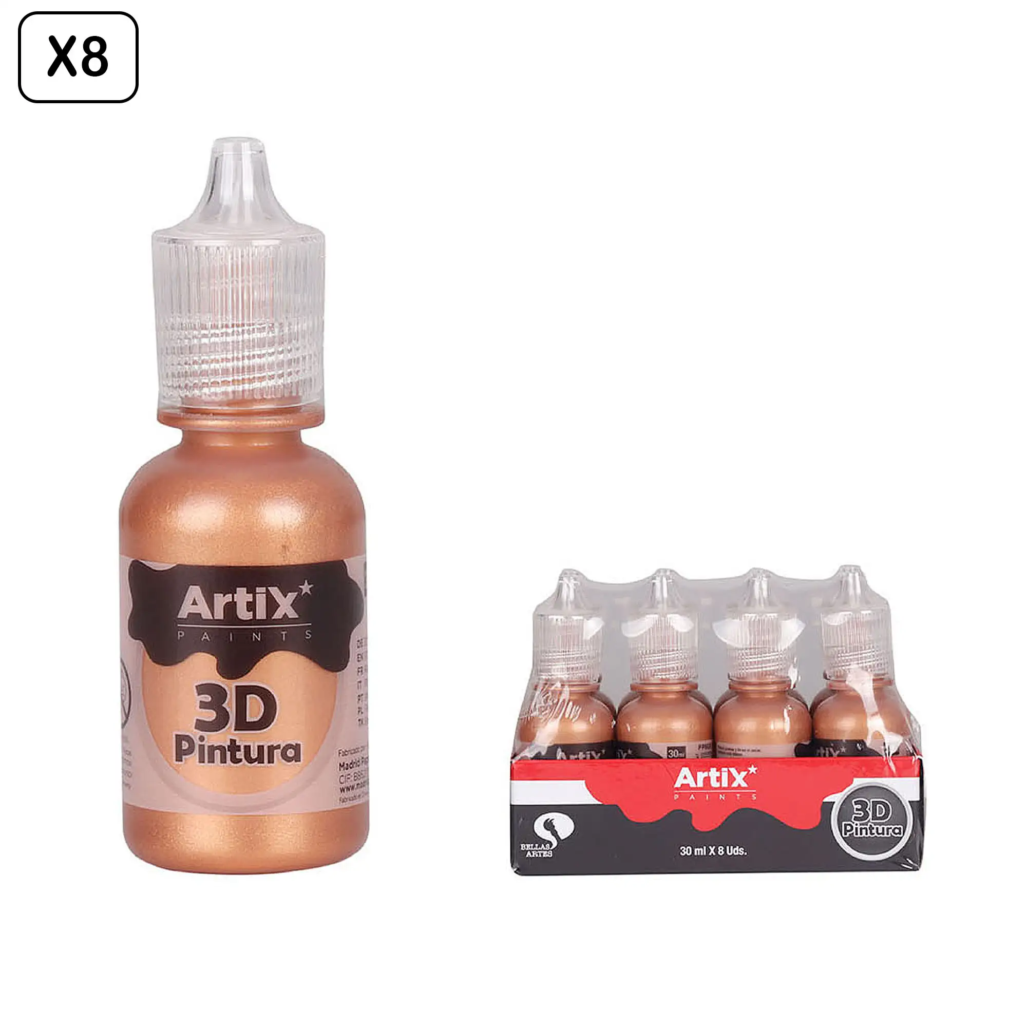 PACK 8 UDS PINTURA 3D MANUALIDADES CAFÉ  30 ml