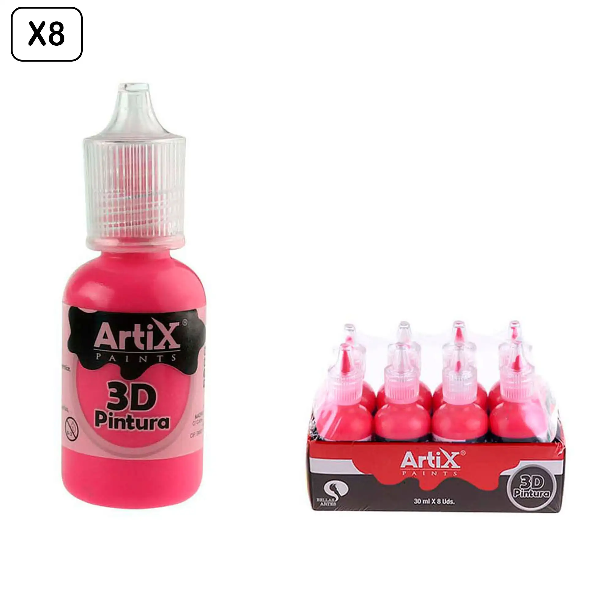 PACK 8 UDS PINTURA 3D MANUALIDADES GRANATE  30 ml 