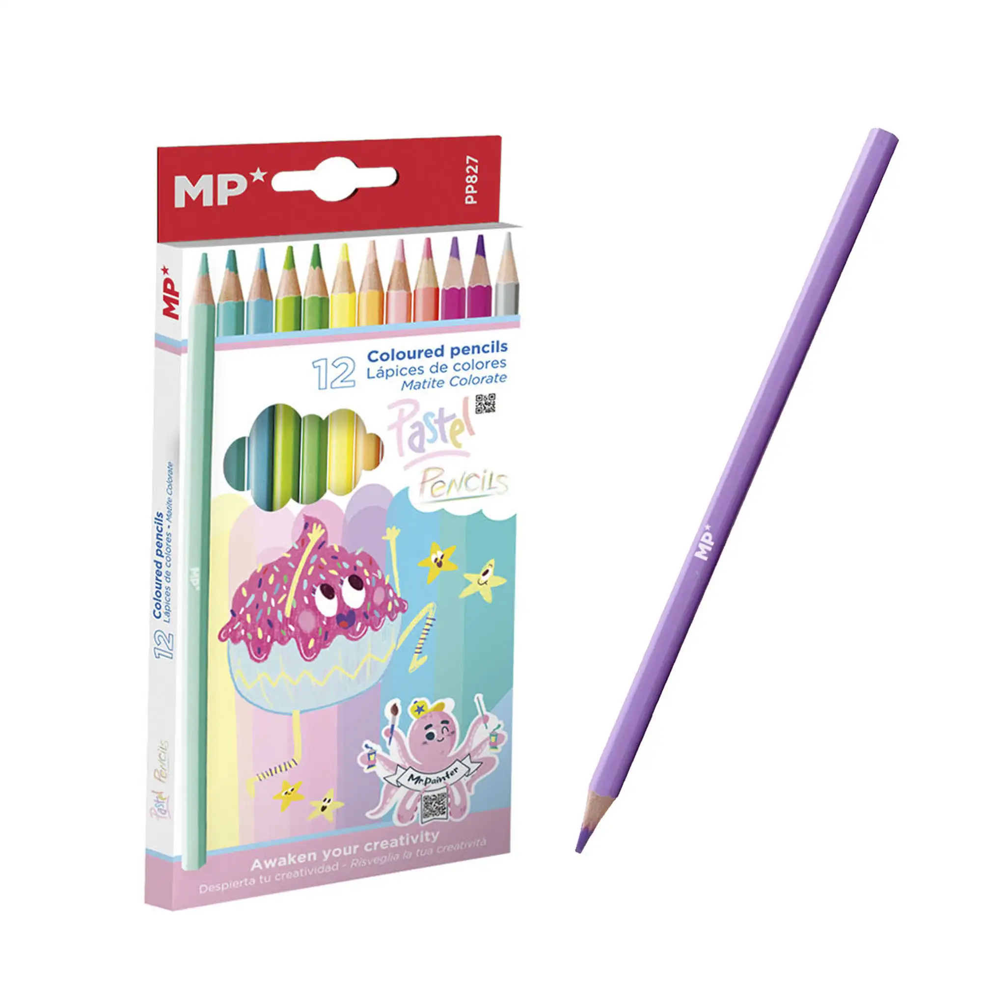 LÁPICES DE COLORES PASTEL 12 Uds.