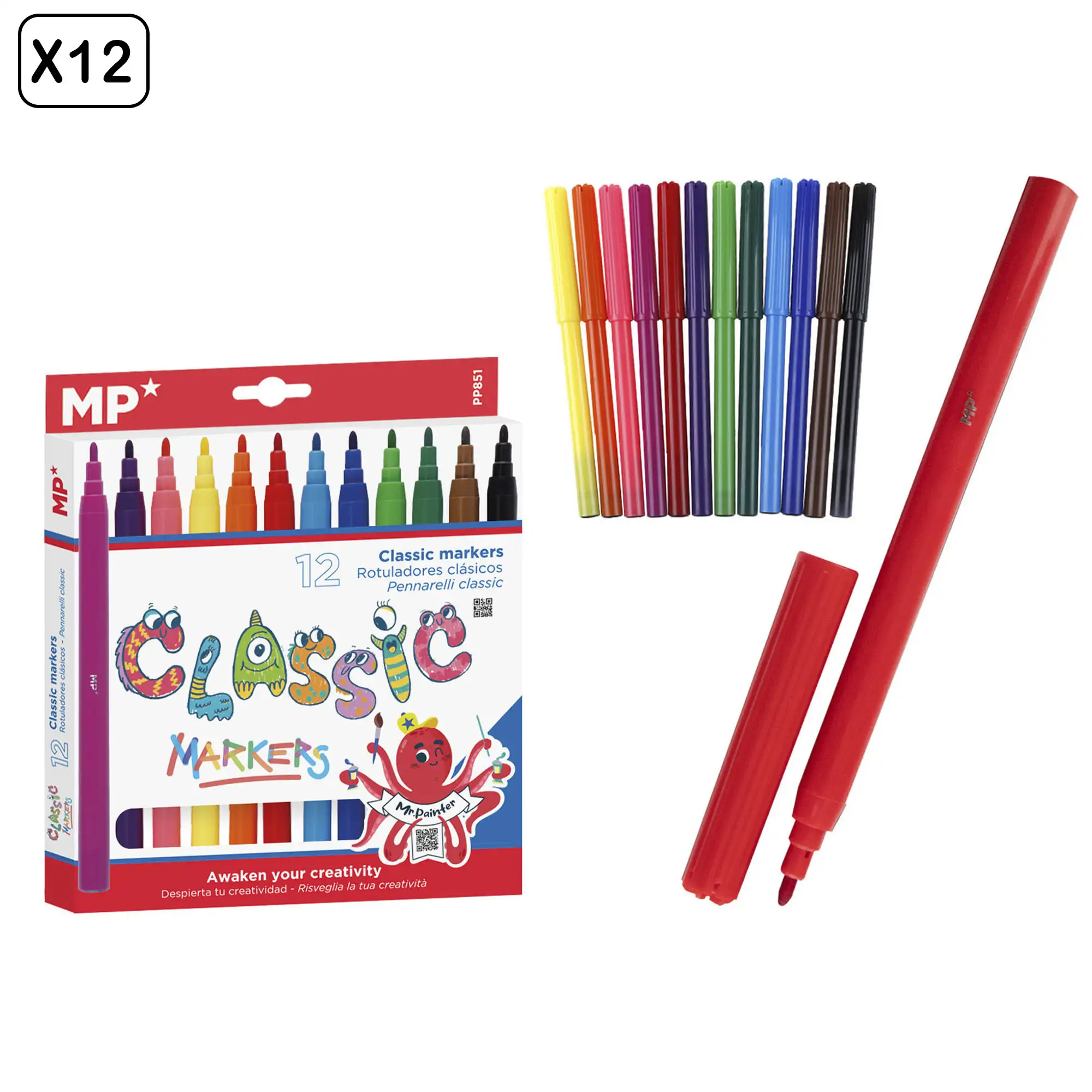 12 PACKS DE ROTULADORES CLÁSICOS 12 Uds.