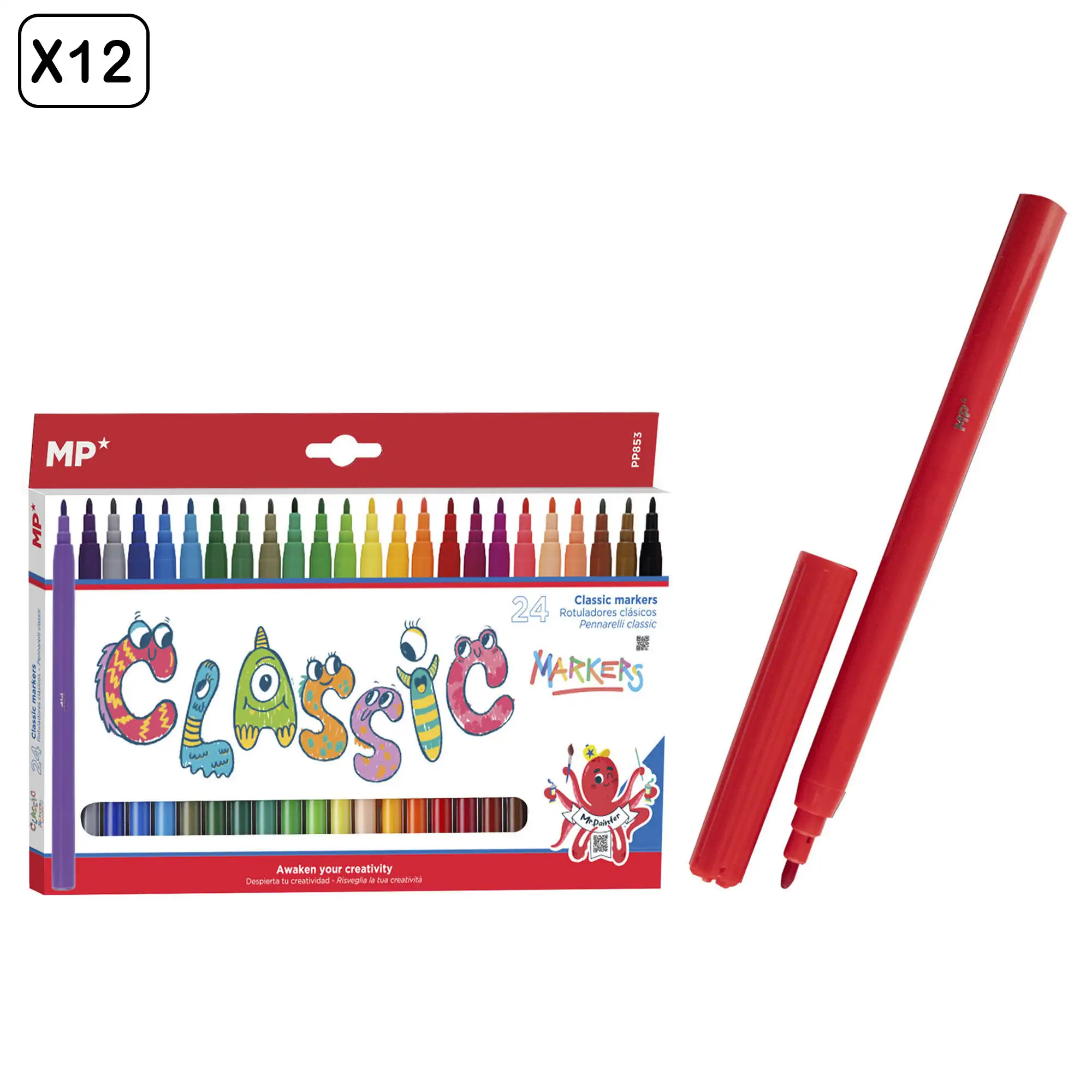 12 PACKS DE ROTULADORES CLÁSICOS 24 Uds.