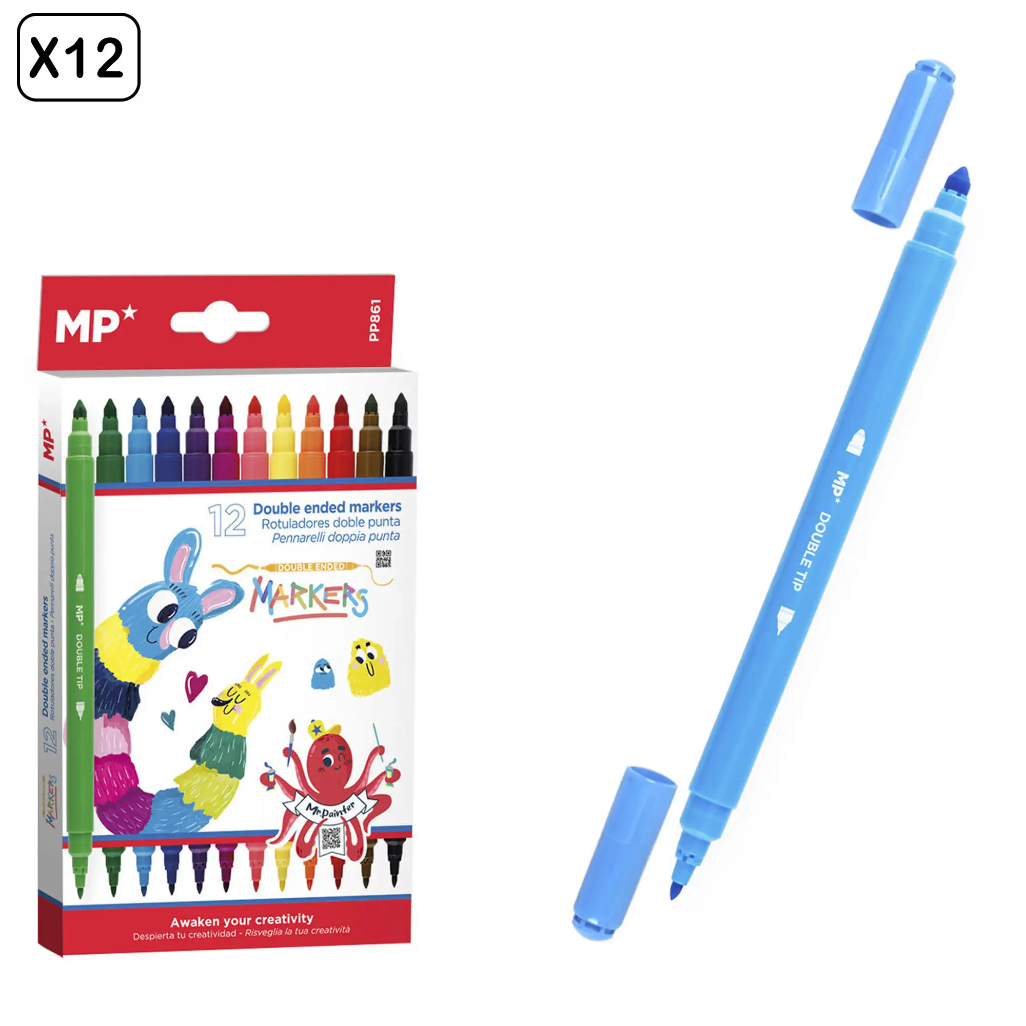 12 PACKS DE ROTULADORES DOBLE PUNTA 12 Uds.