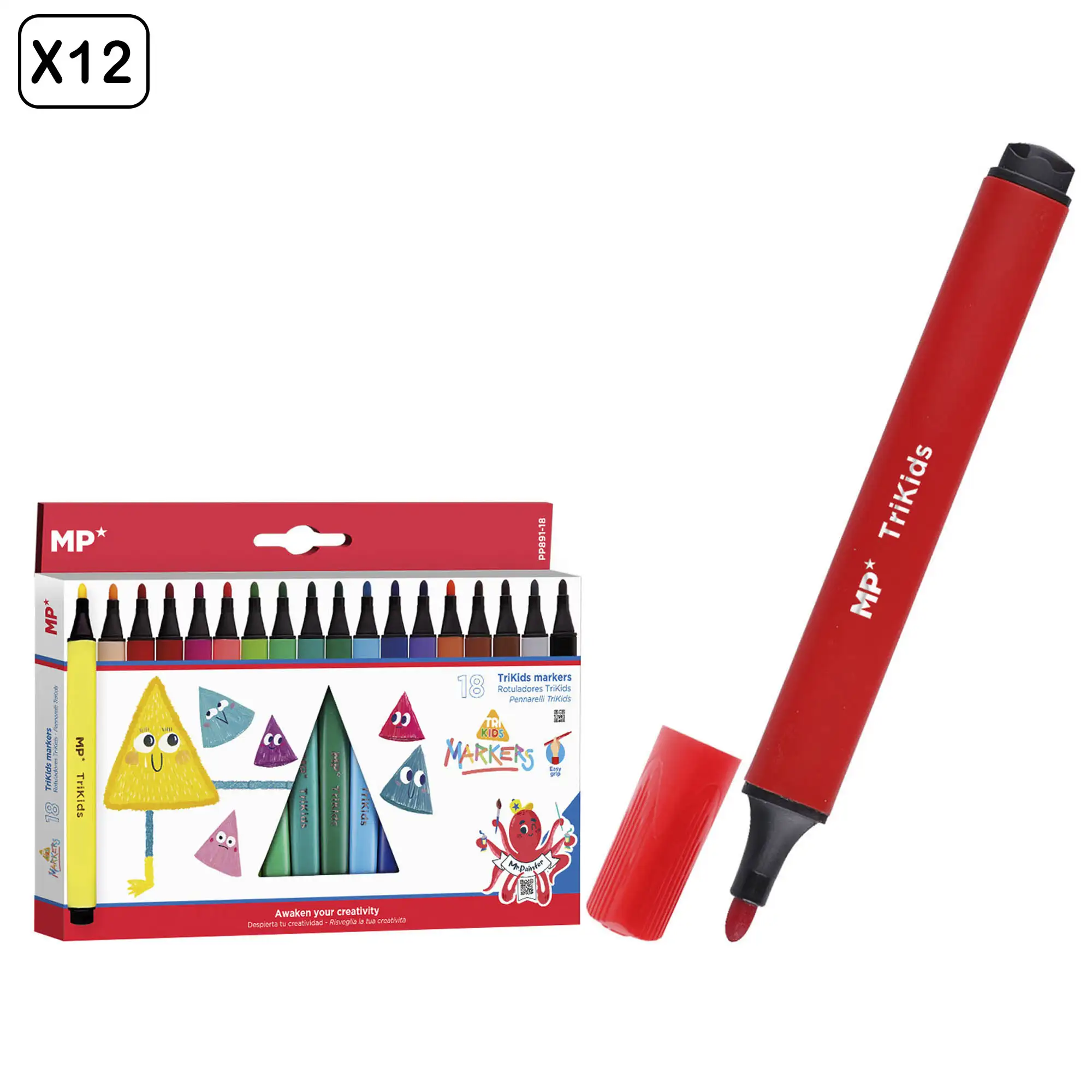 12 PACKS DE ROTULADORES TRIKIDS 18 Uds.