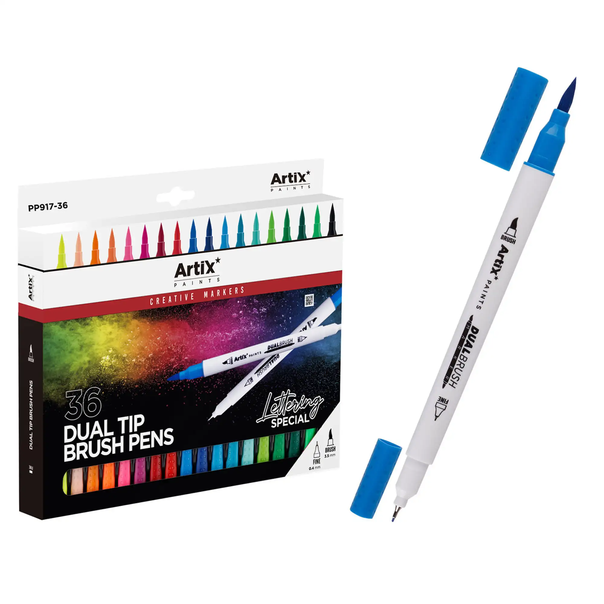 SET ROTULADORES DOBLE PUNTA PINCEL LETTERING 36 Uds.