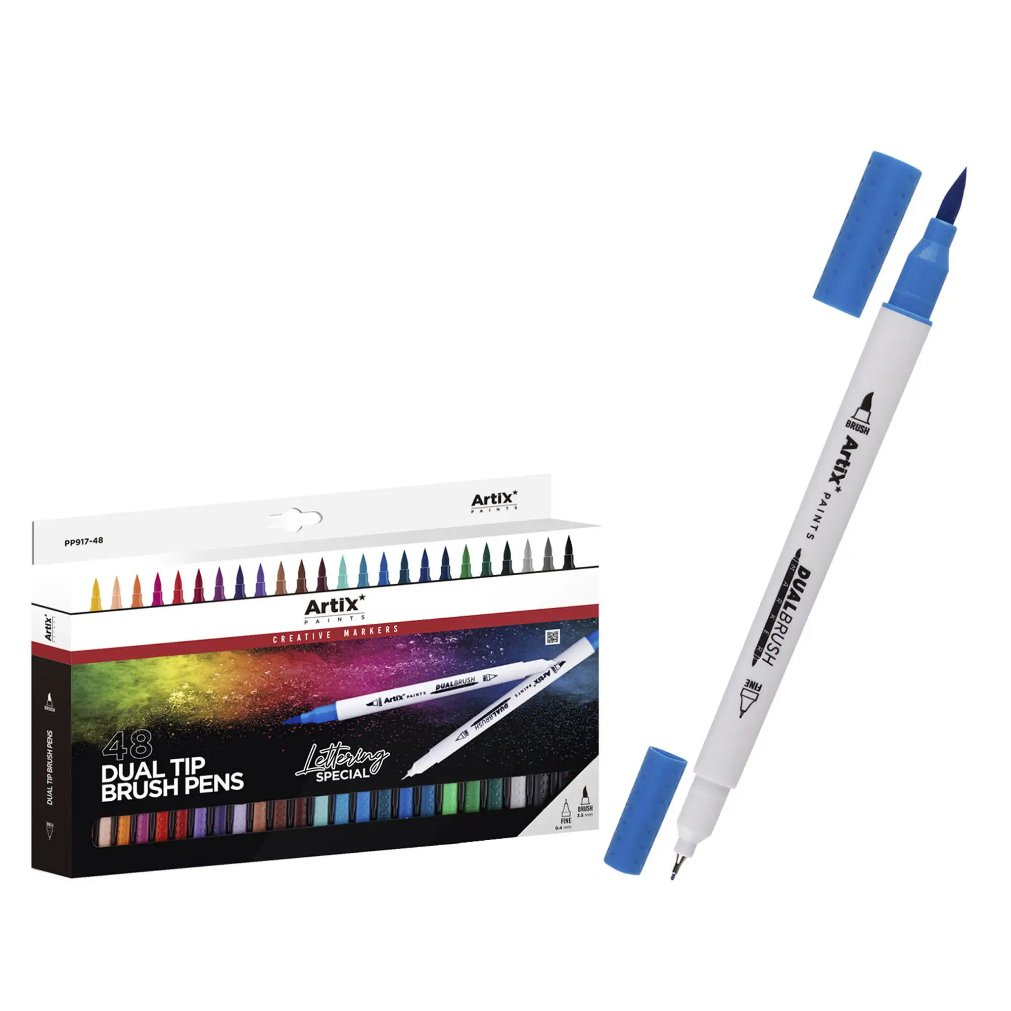 SET ROTULADORES DOBLE PUNTA PINCEL LETTERING 48Uds.