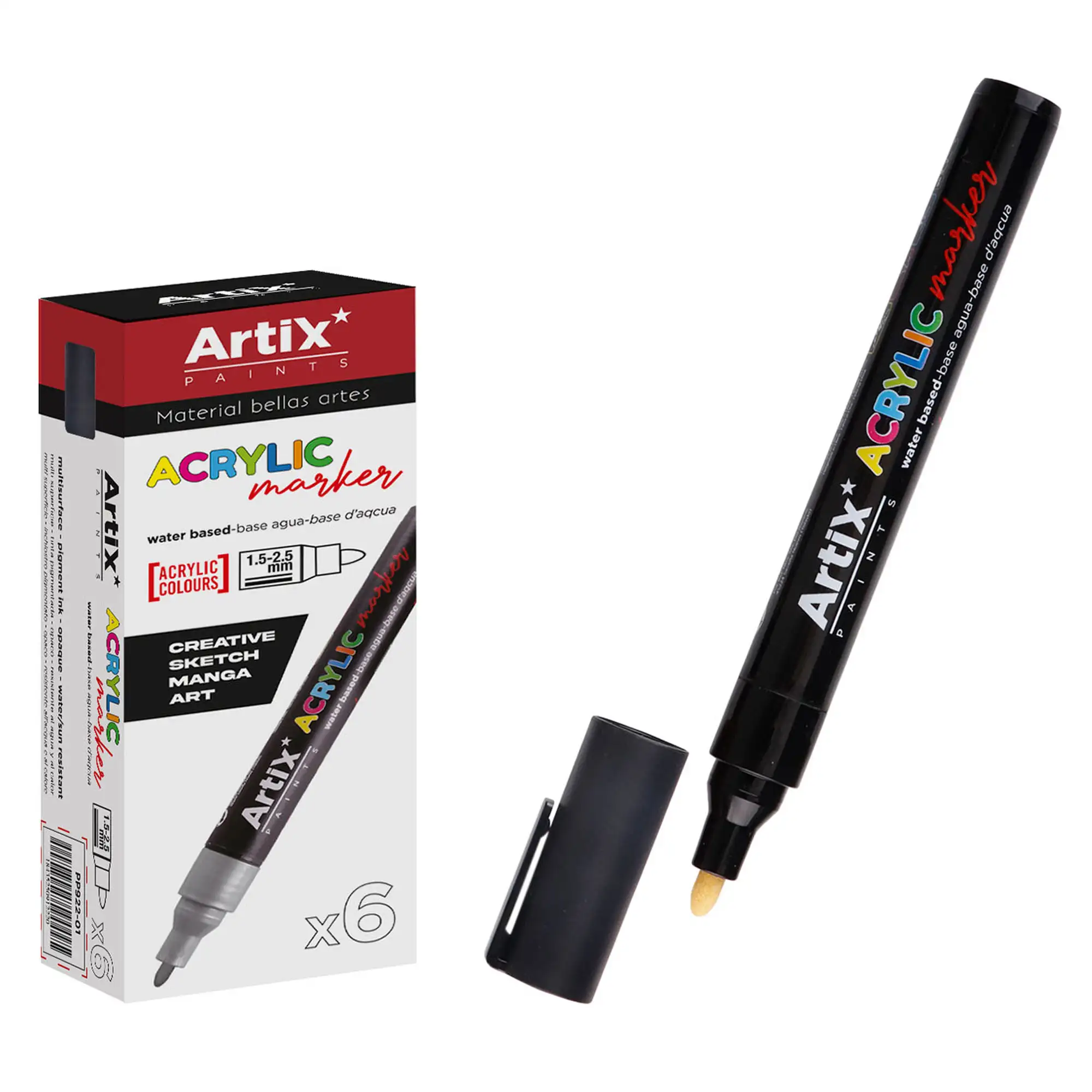 Pack 6 Uds. ROTULADOR ACRÍLICO NEGRO