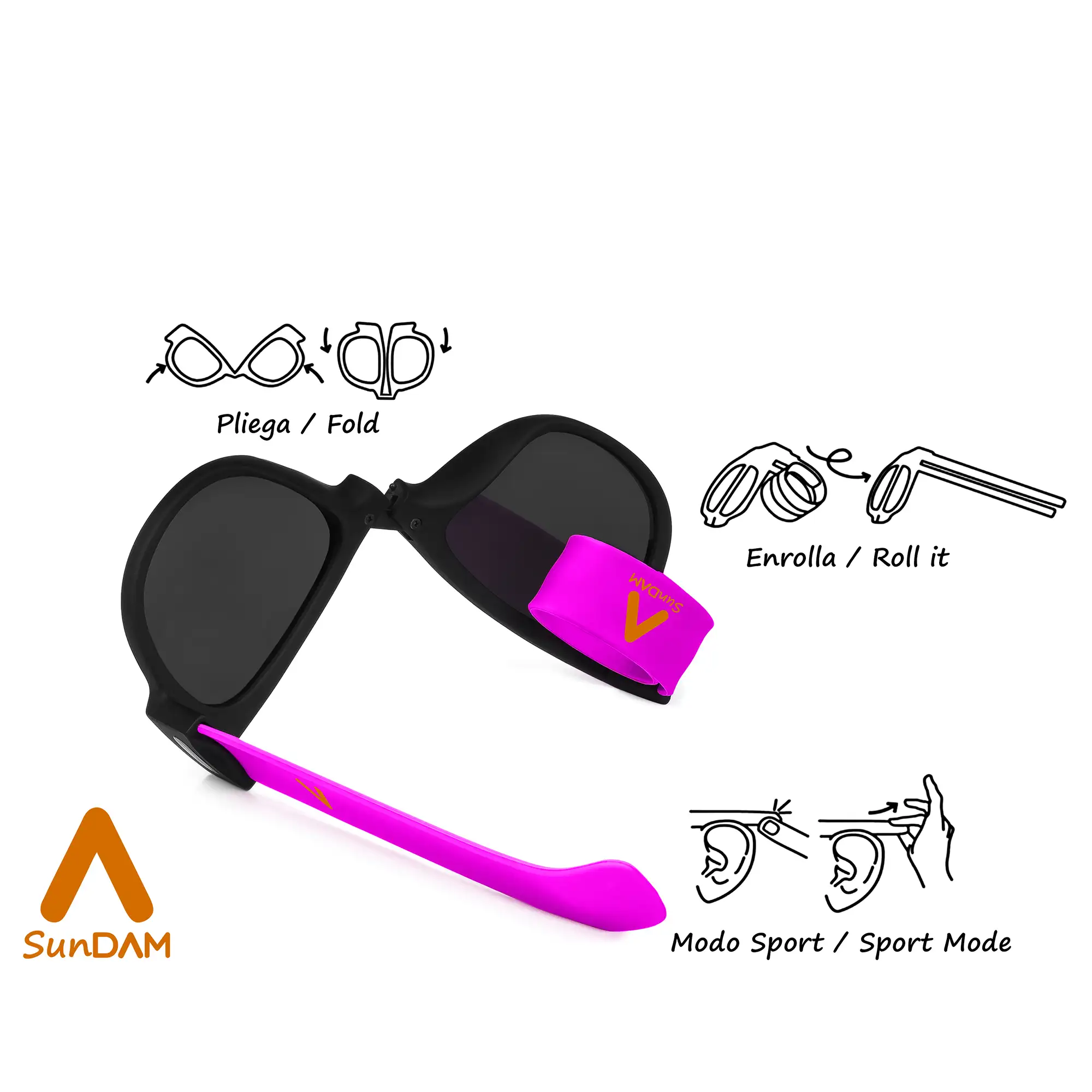 Gafas de sol polarizadas efecto espejo, plegables y enrollables UV400