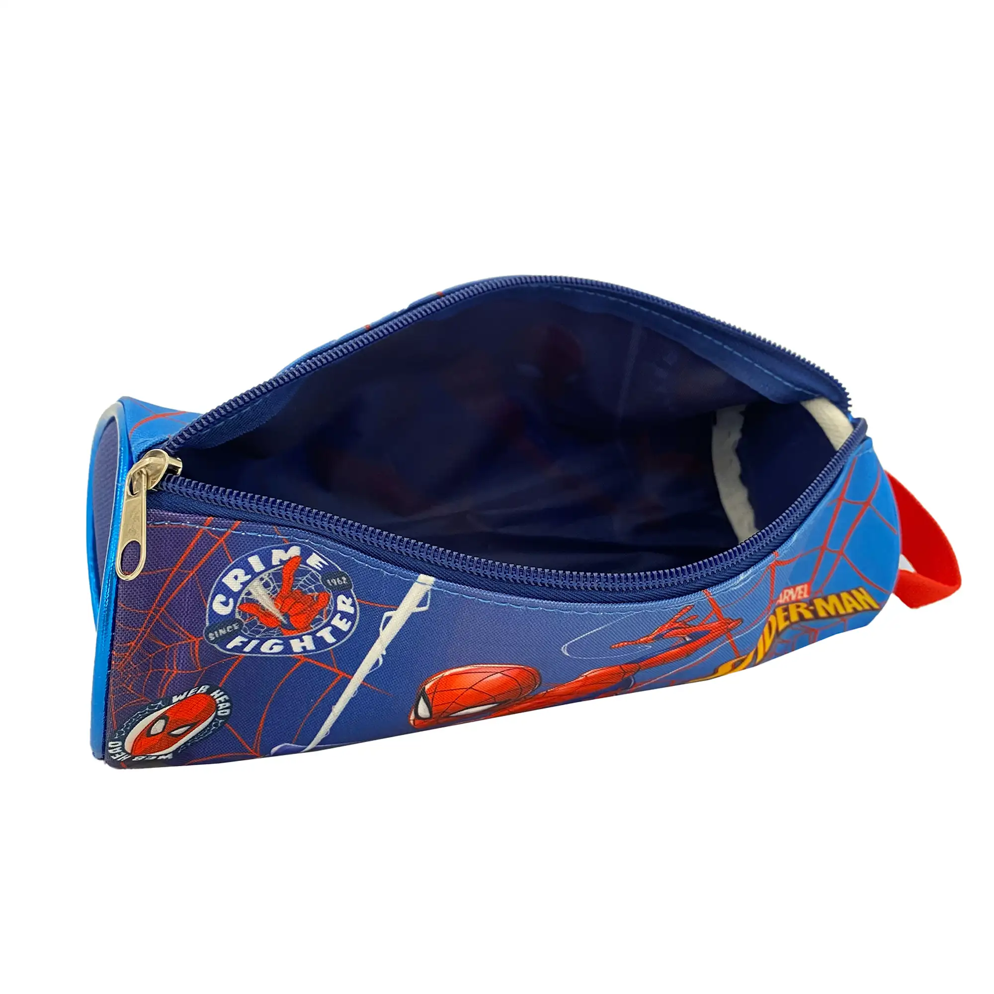 Portatodo redondo Spiderman. Interior totalmente forrado y personalizado.