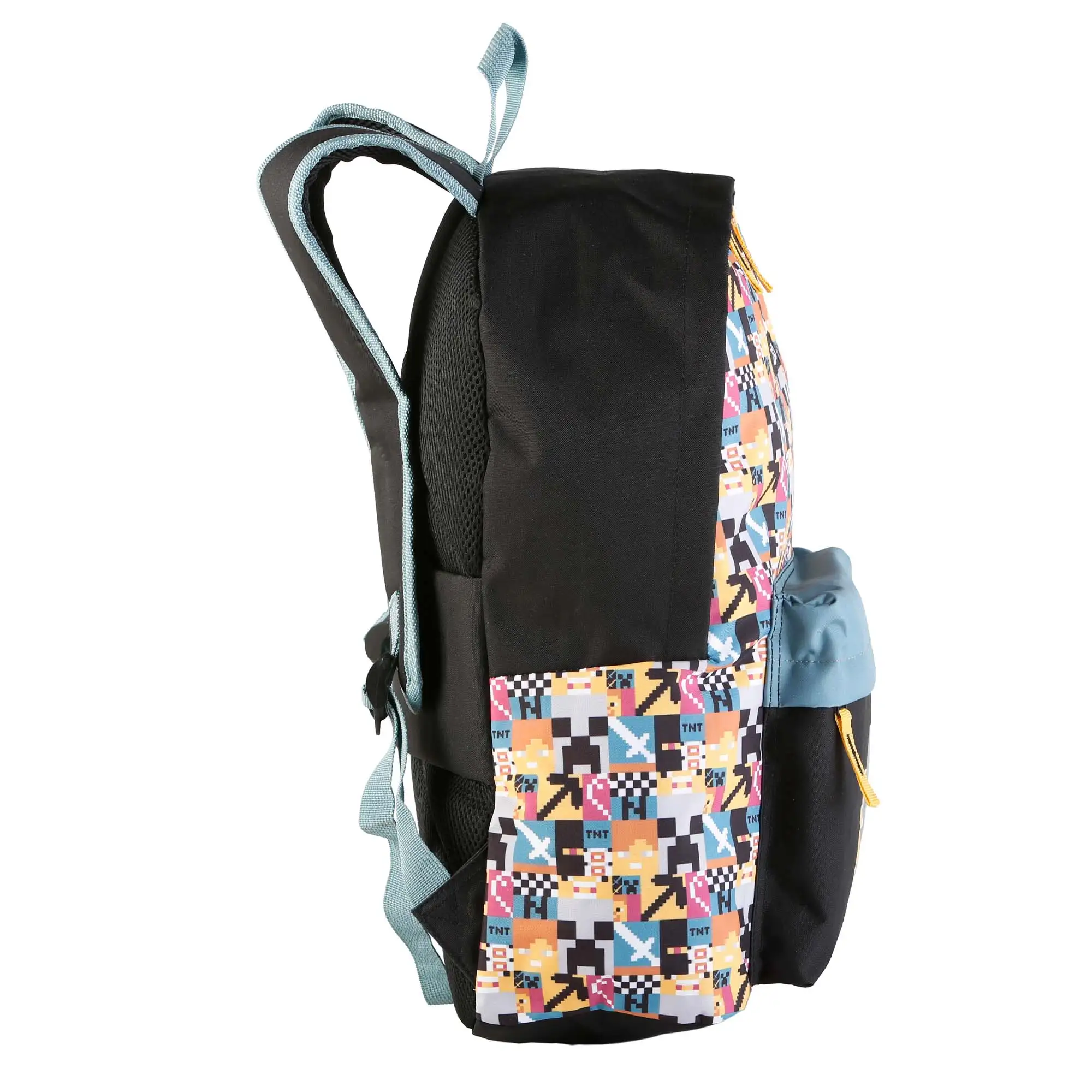 Minecraft Pixel mochila americana, adaptable a carro. Compartimento portalaptop.