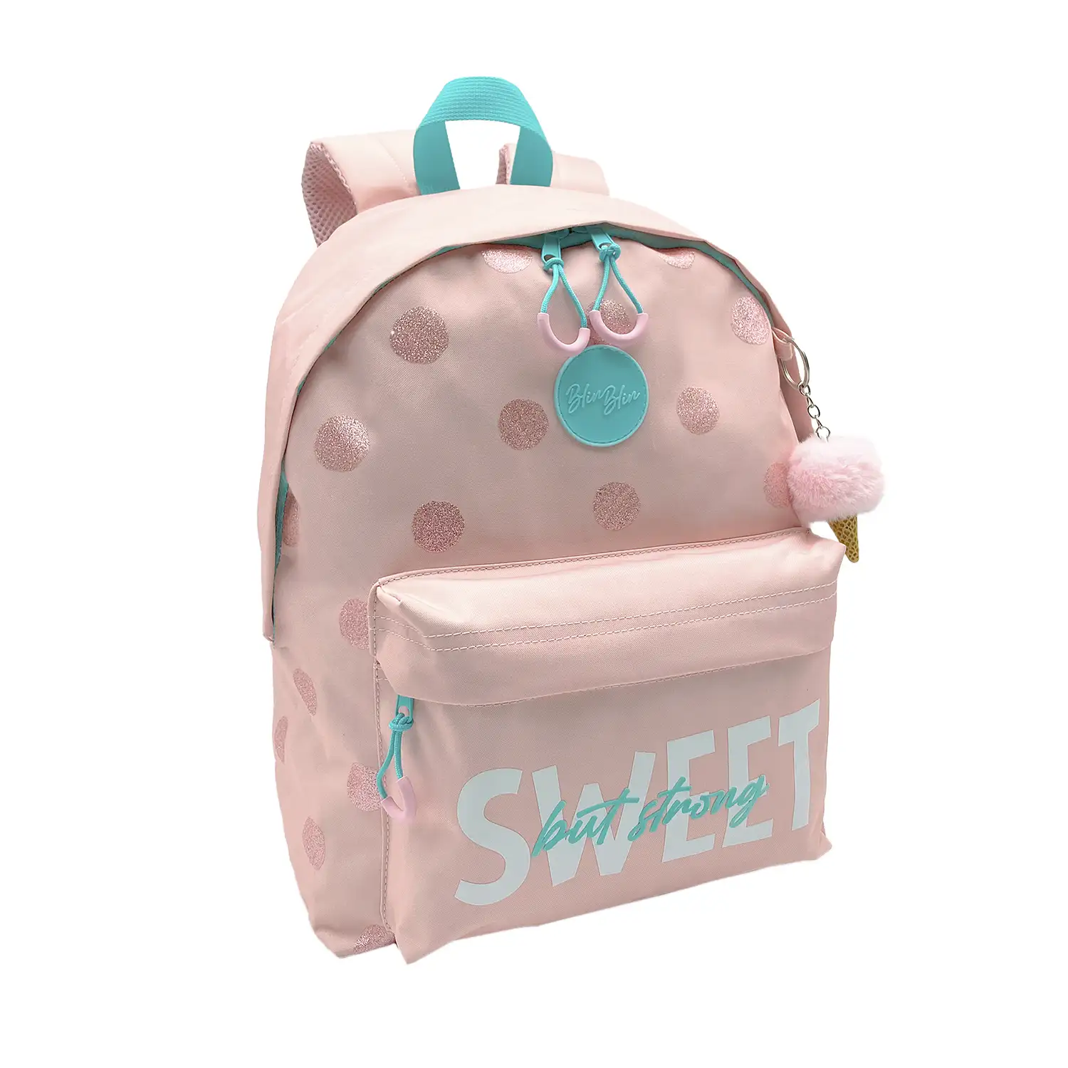 Mochila Americano Blin-Blin Dots. Con accesorio cono. Compartimento portalaptop.