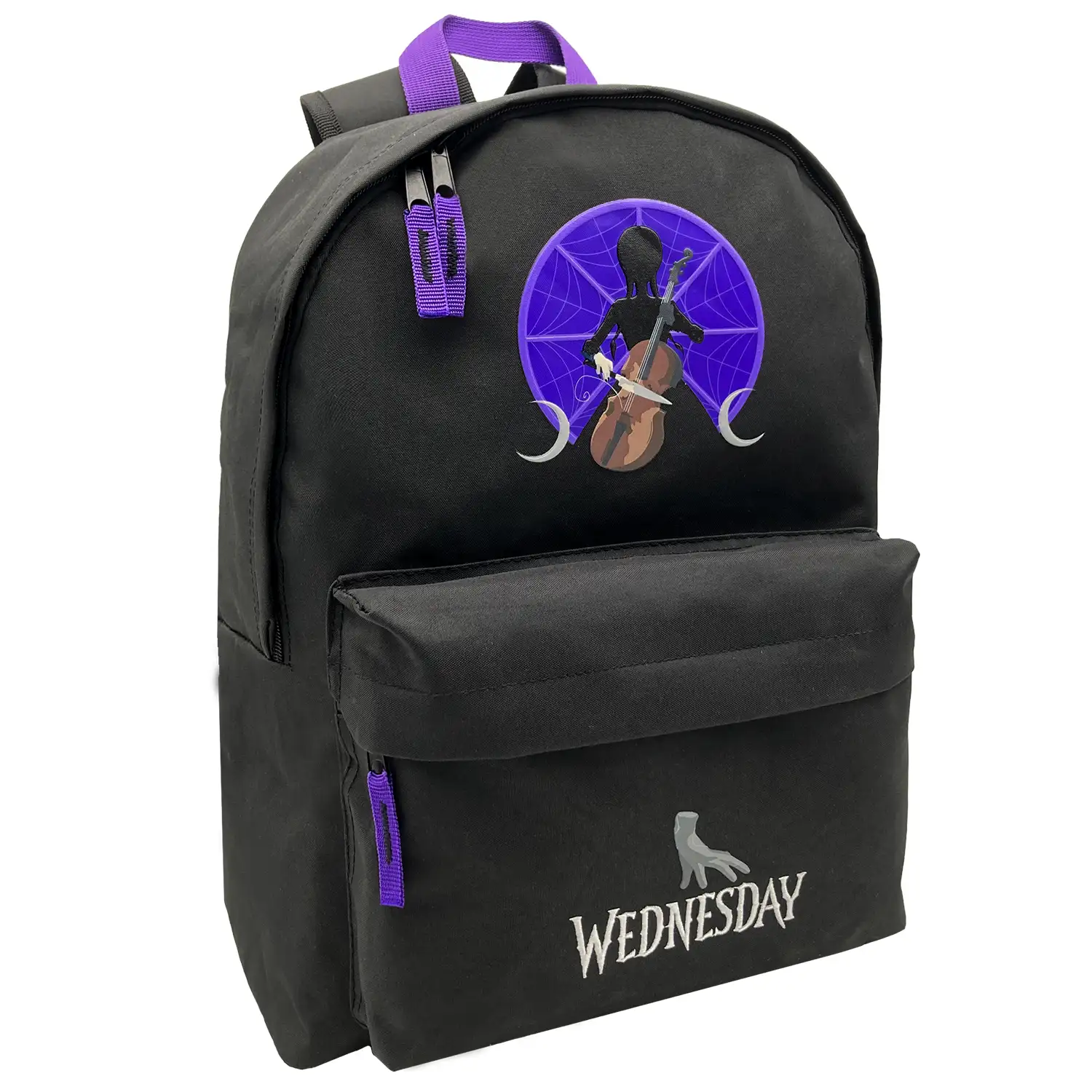 Wednesday Miércoles violonchelo mochila Americano. Compartimento portalaptop. Interior forrado y personalizado, espaldera y tirantes acolchados.