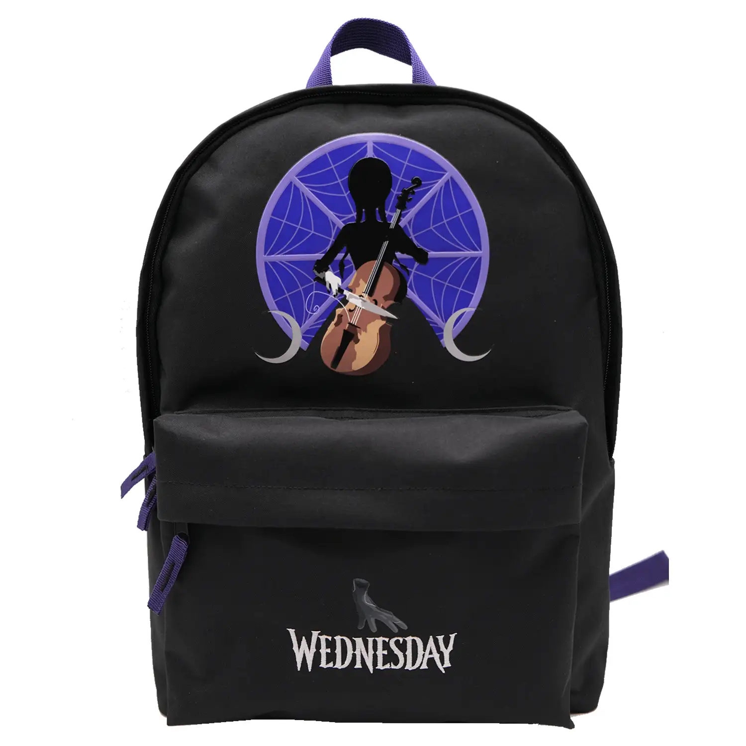 Wednesday Miércoles violonchelo mochila Americano. Compartimento portalaptop. Interior forrado y personalizado, espaldera y tirantes acolchados.