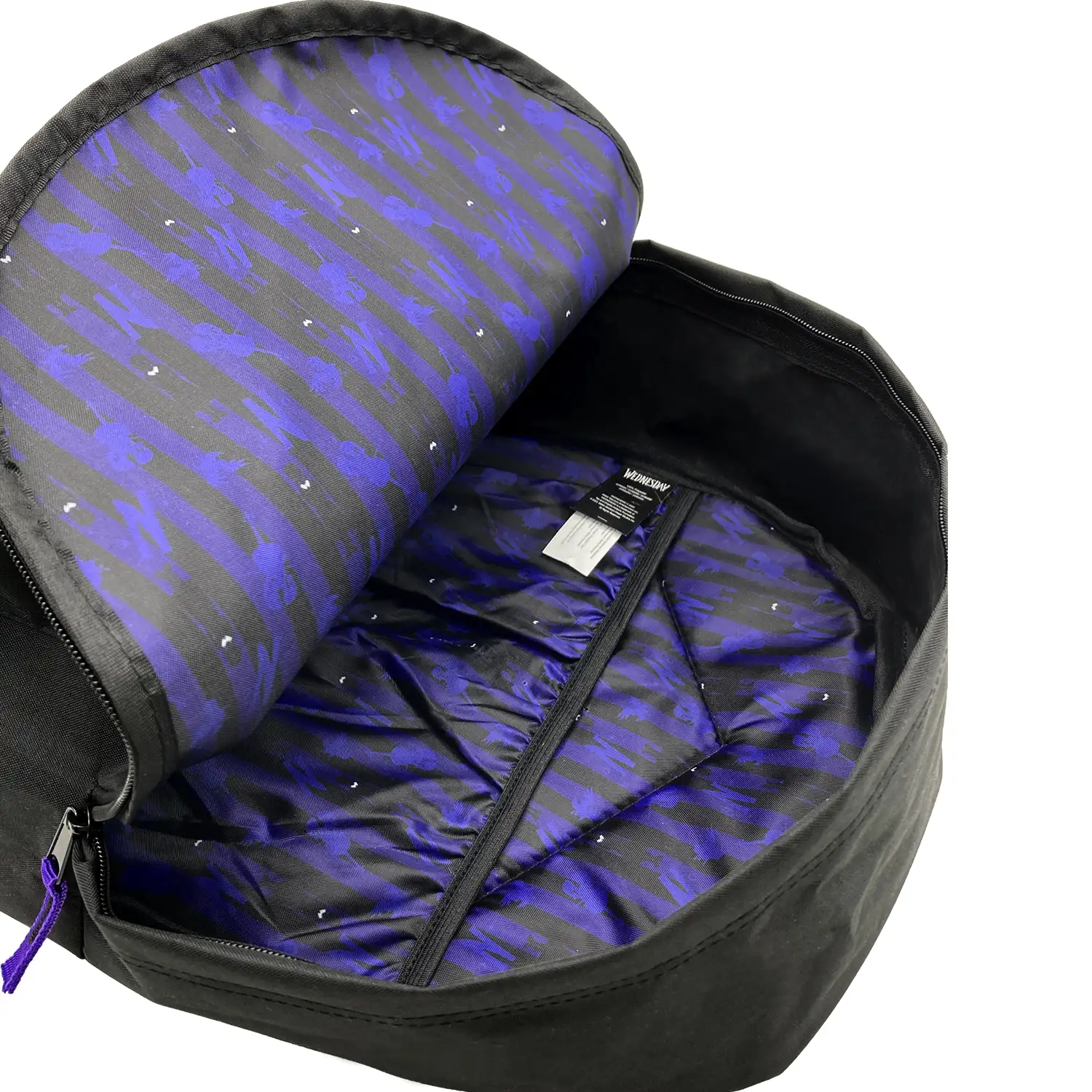 Wednesday Miércoles violonchelo mochila Americano. Compartimento portalaptop. Interior forrado y personalizado, espaldera y tirantes acolchados.