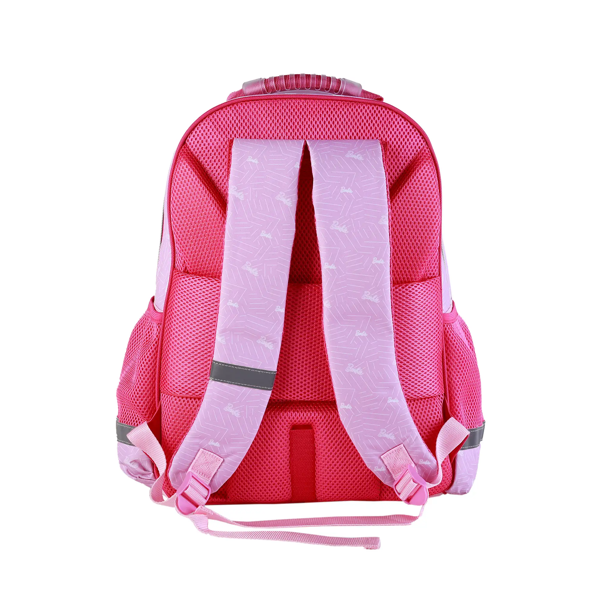 Barbie Deluxe mochila primaria doble compartimento, de gran capacidad y adaptable a carro.