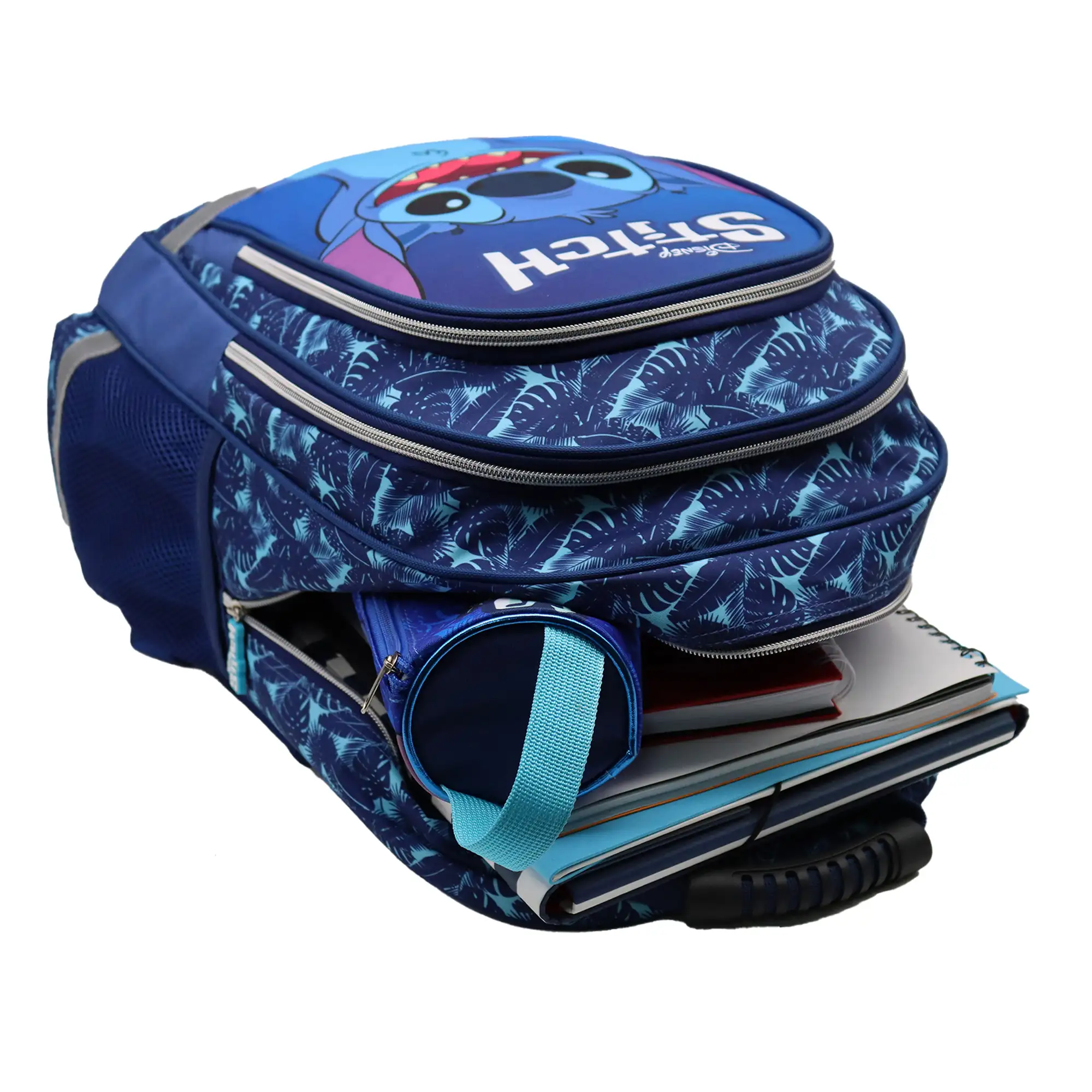 Stitch mochila primaria doble compartimento, de gran capacidad y adaptable a carro.