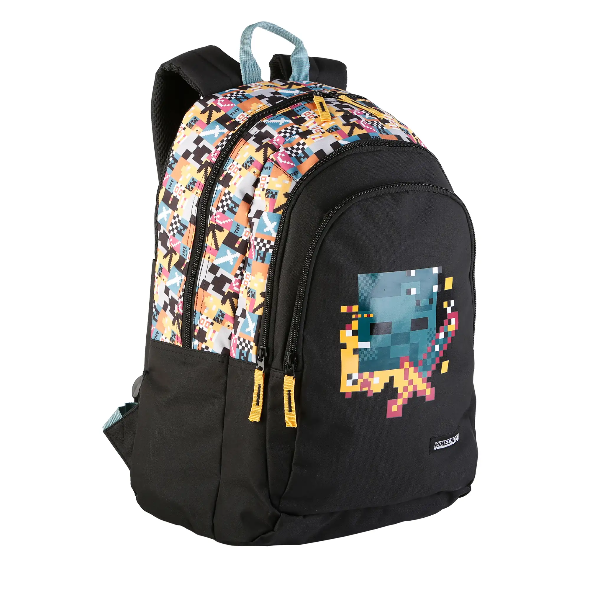 Minecraft Pixel mochila primaria doble compartimento, de gran capacidad y adaptable a carro.