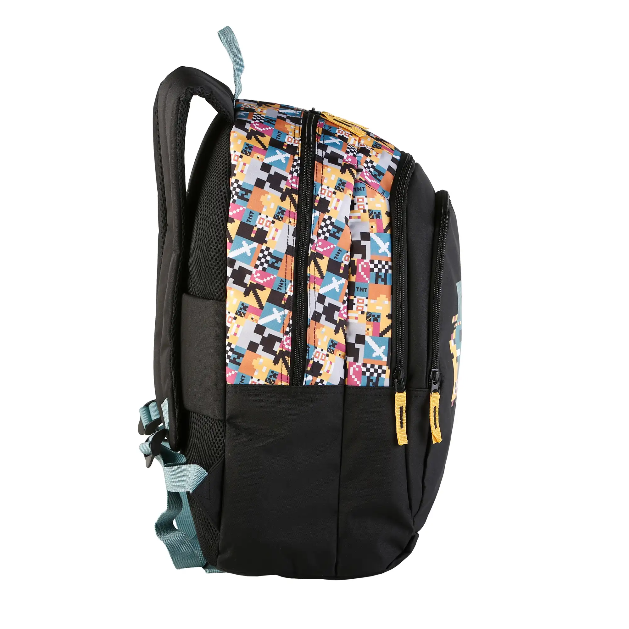 Minecraft Pixel mochila primaria doble compartimento, de gran capacidad y adaptable a carro.