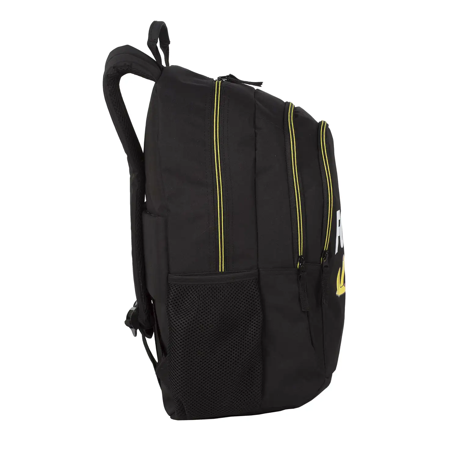 Fortnite Crazy Banana mochila primaria doble compartimento + carro  con protección lateral y stoper frontal, 4 ruedas multidireccionales.