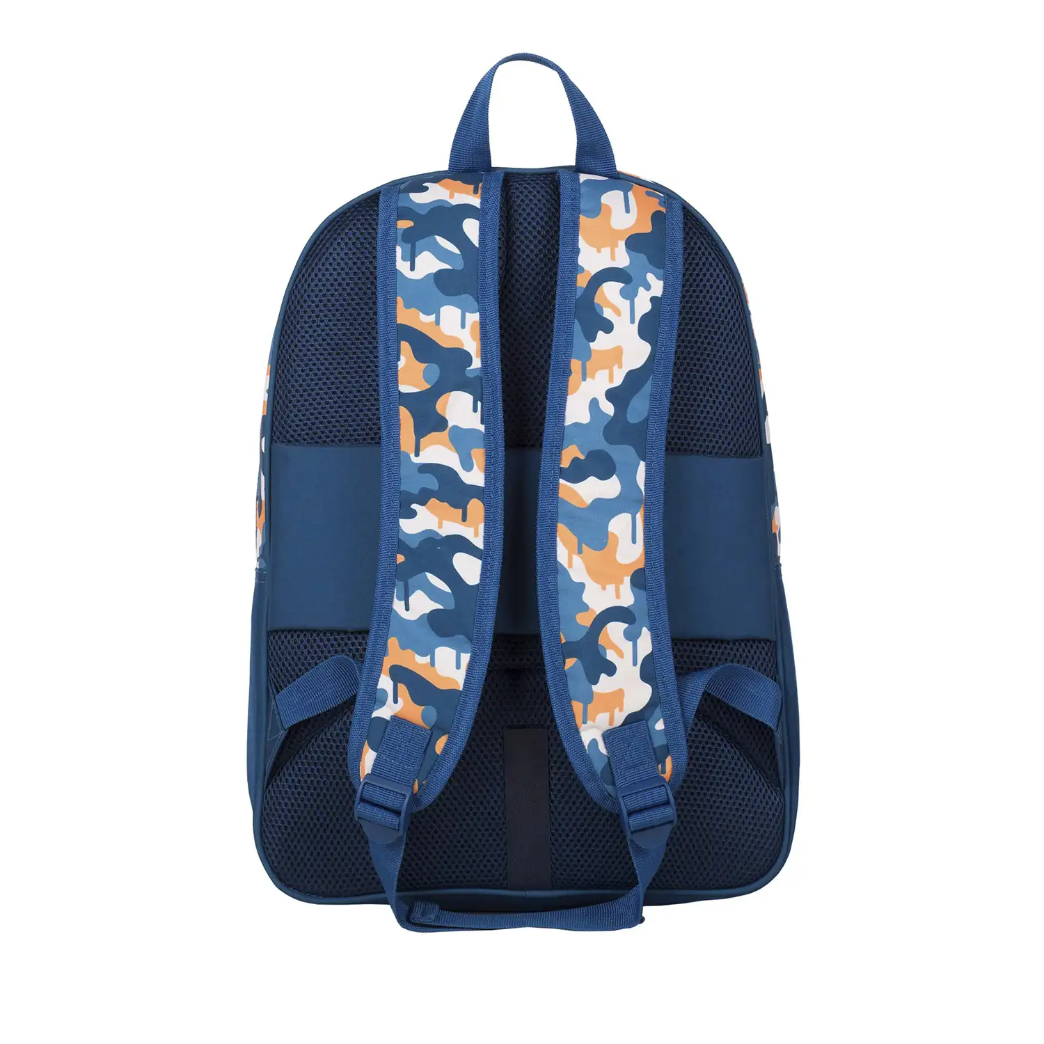 Fortnite Blue Camo mochila primaria doble compartimento + carro con protección lateral y stoper frontal, 4 ruedas multidireccionales.