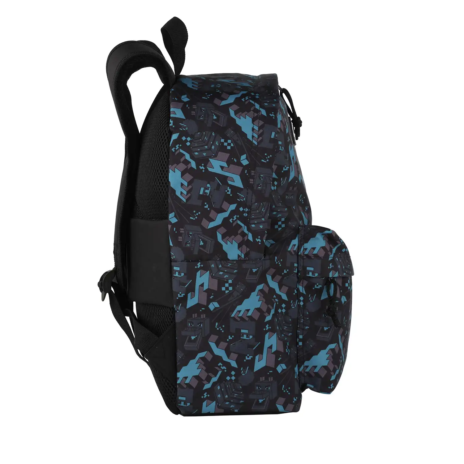 Minecraft Greeny mochila primaria doble compartimento + carro  con protección lateral y stoper frontal, 4 ruedas multidireccionales.