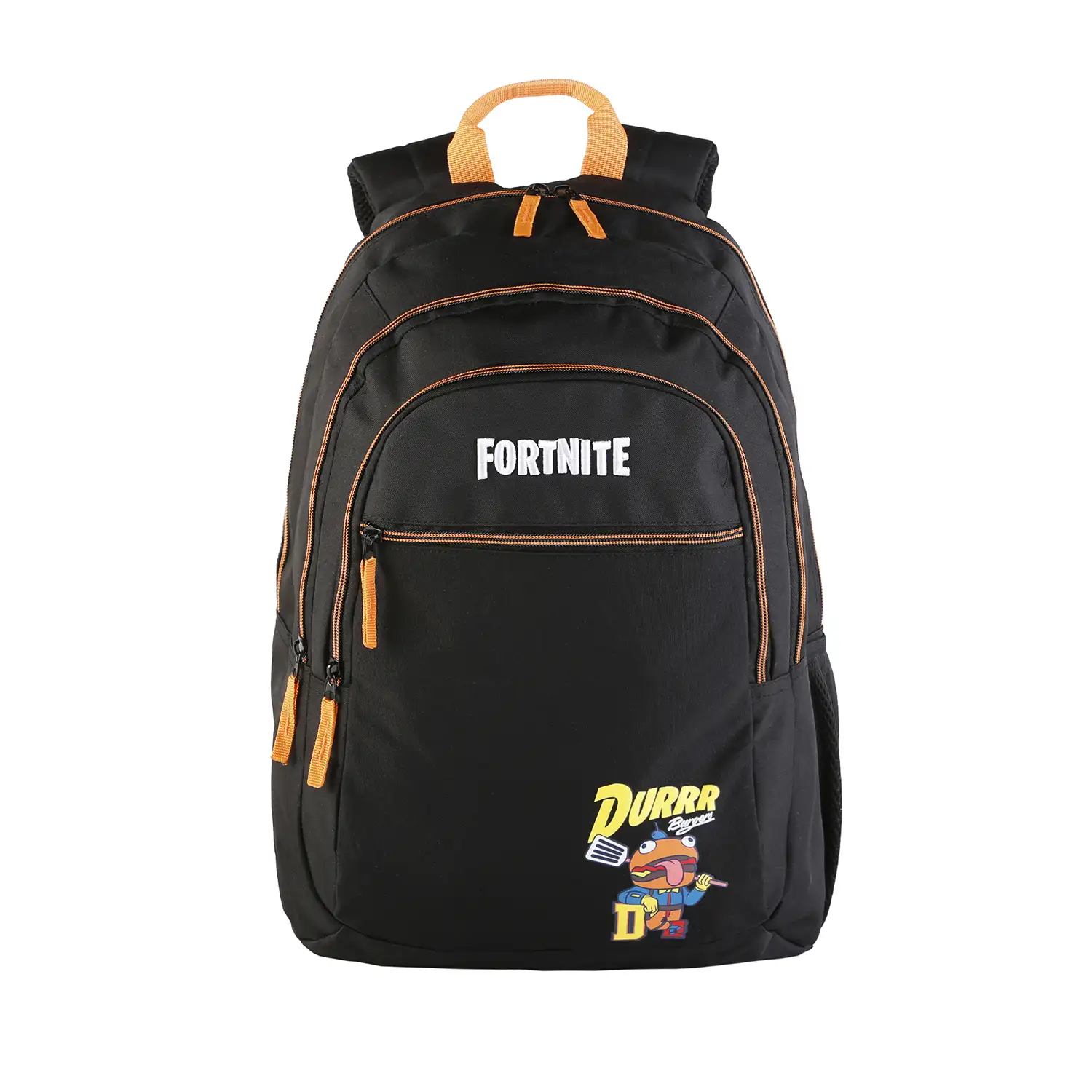 Fortnite Durrr mochila primaria doble compartimento + carro  con protección lateral y stoper frontal, 4 ruedas multidireccionales.