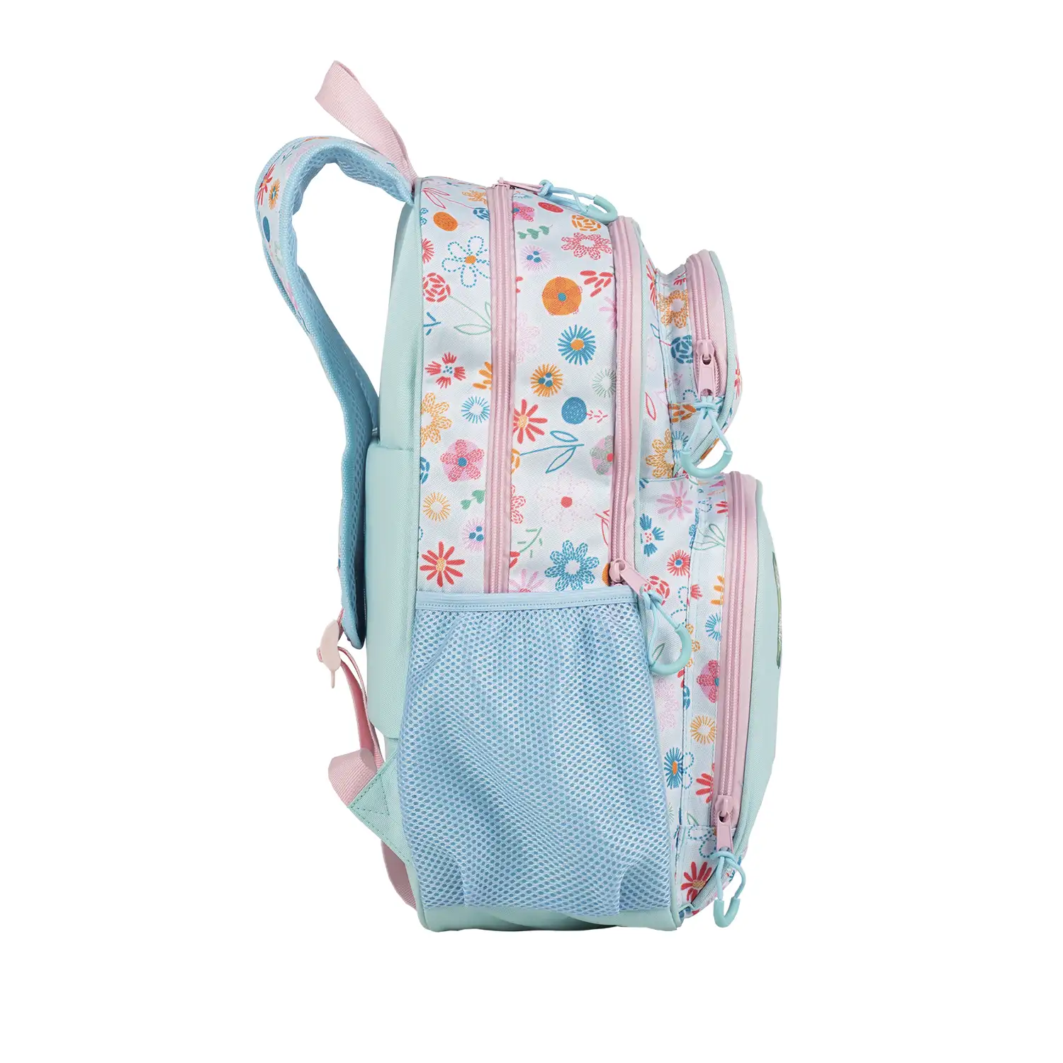 Blin-Blin Back to Nature, mochila primaria doble compartimento con carro. Protección lateral y stoper frontal, 4 ruedas multidireccionales. Con accesorio pom-pom.