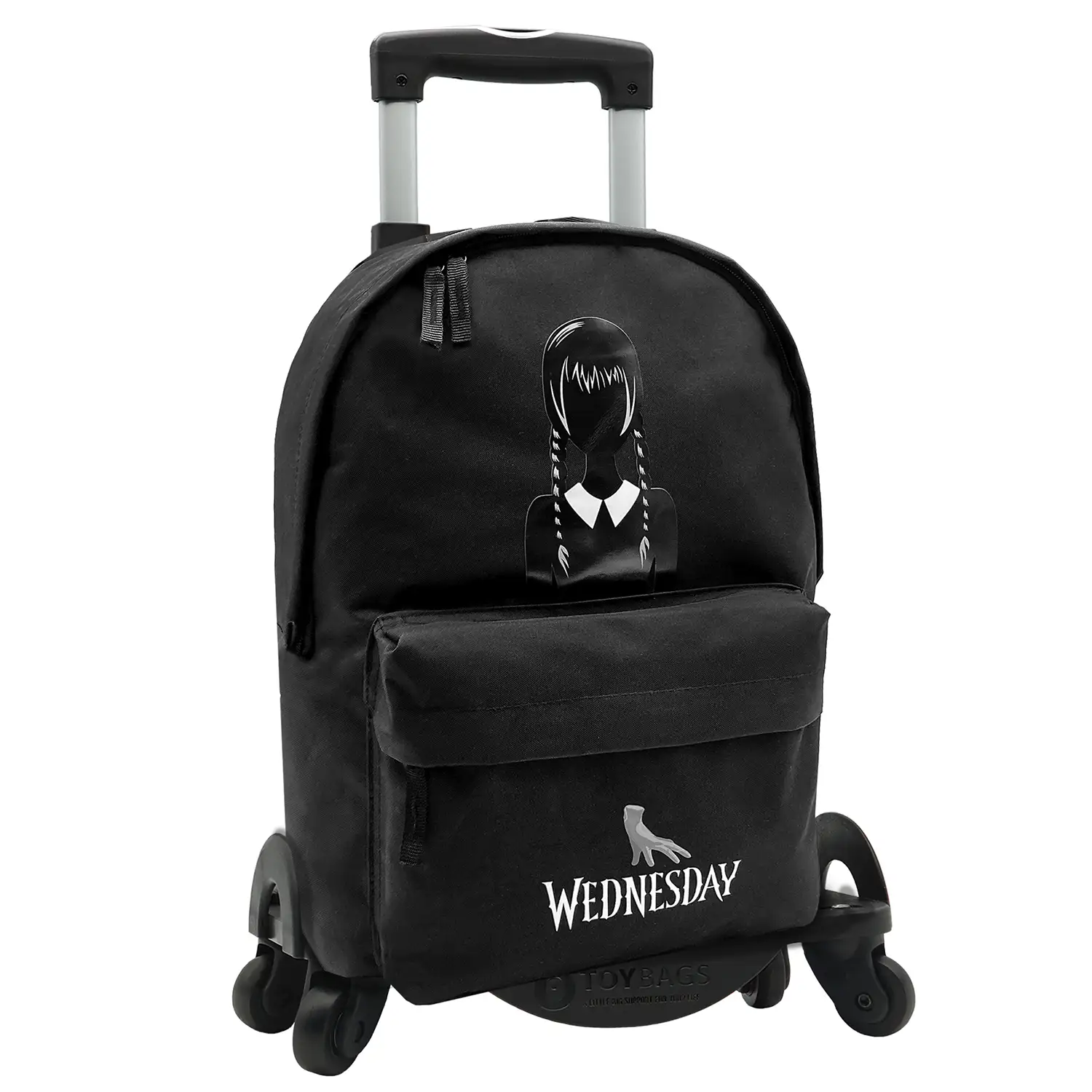 Wednesday Miércoles mochila Americano con compartimento portalaptop + carro con protección lateral y stoper frontal, 4 ruedas multidireccionales.