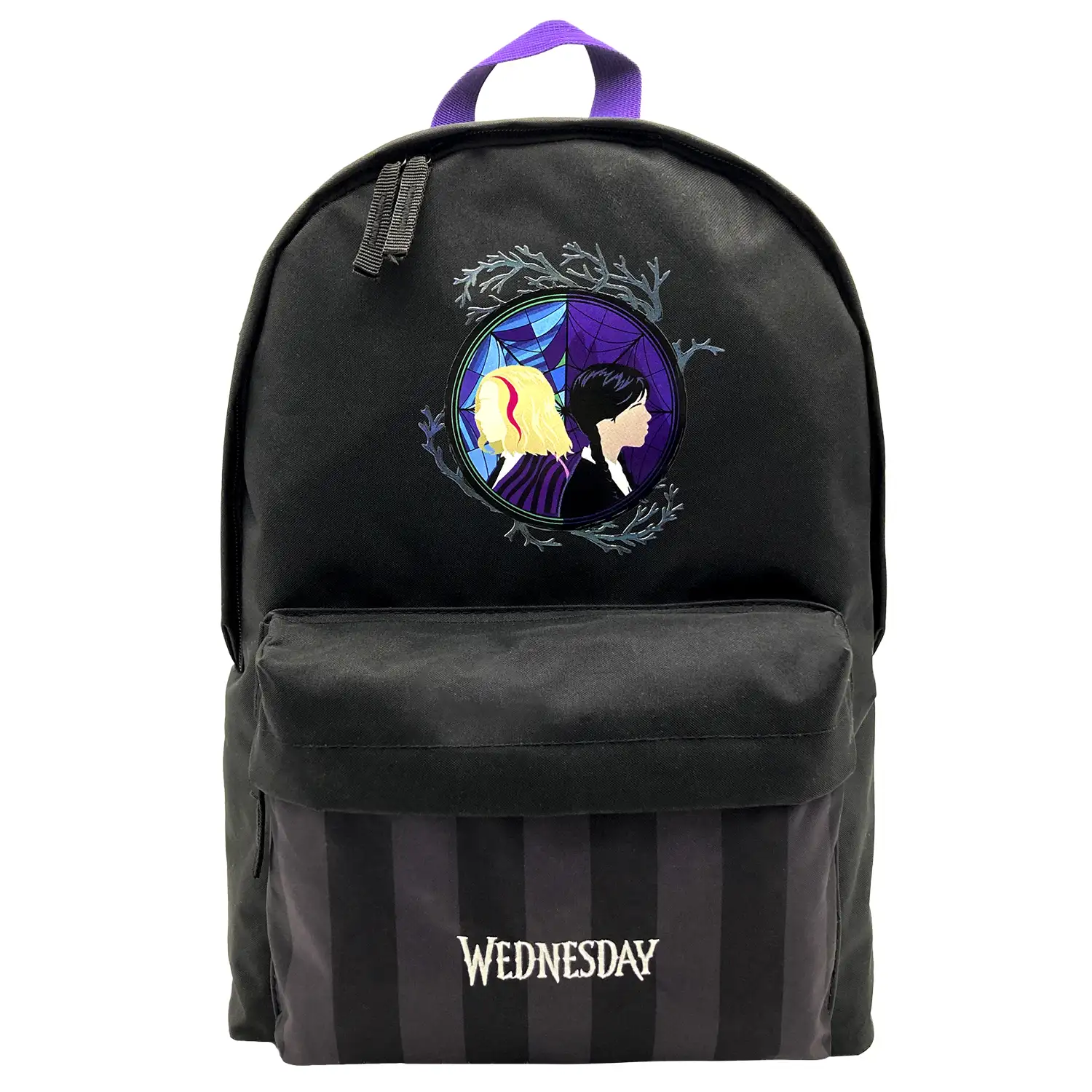 Wednesday Miércoles y Enid mochila Americano con compartimento portalaptop + carro con protección lateral y stoper frontal, 4 ruedas multidireccionales.